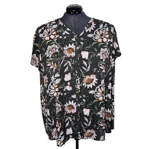 Maurices Gray Flutter Sleeve Button Front Blouse (Size 3X )